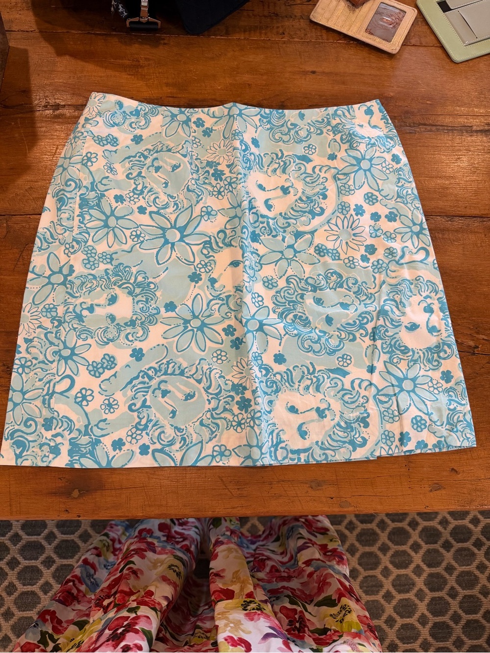 Lilly Pulitzer Blue and White Floral Mini Skirt